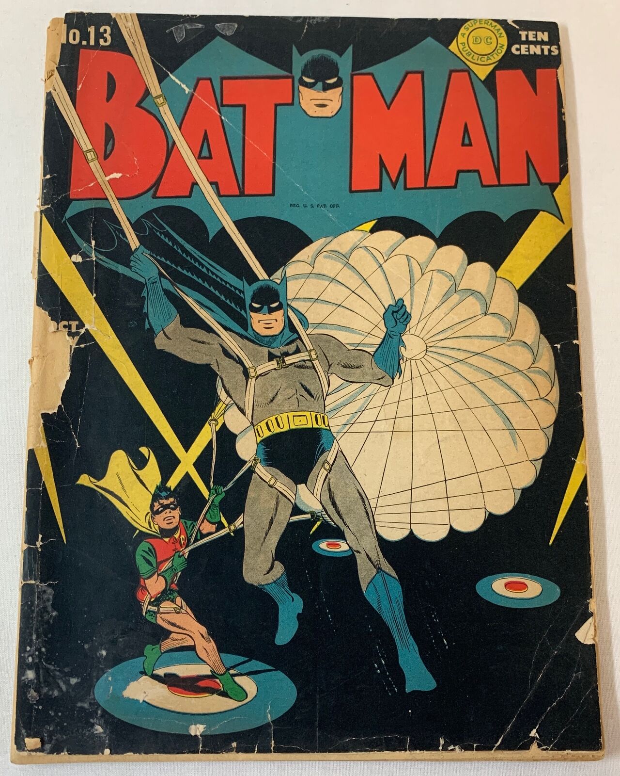 1942 DC Comics BATMAN #13 ~ missing back cover, front cover detached ~ The Joker