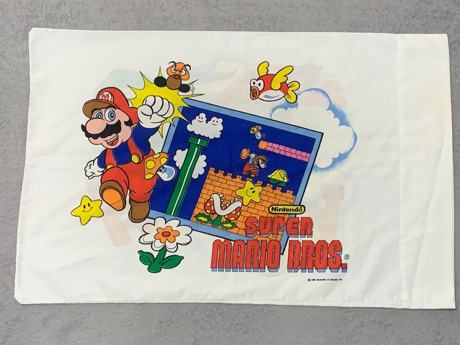 Vtg 1988 Nintendo Super Mario Bros Zelda 1 Pillow Case NES 80s Video Games