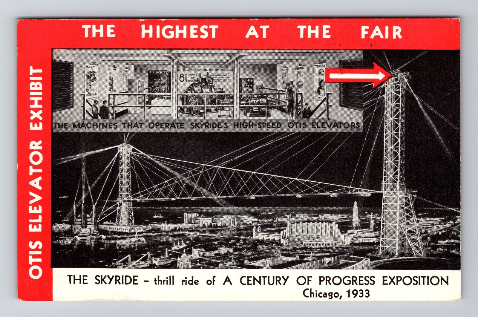 Chicago IL-Illinois, The Skyride, Progress Exposition, Vintage Postcard