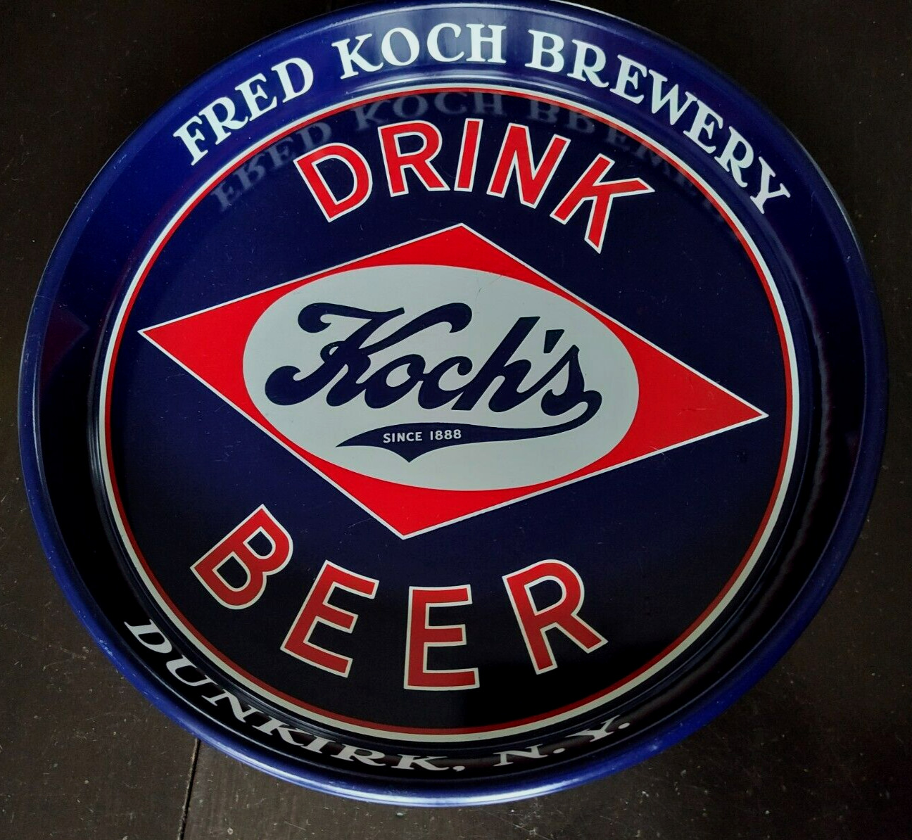 Vintage Fred Koch Brewery Dunkirk NY Drink Koch\'s Beer Tray - NICE Man Cave Art