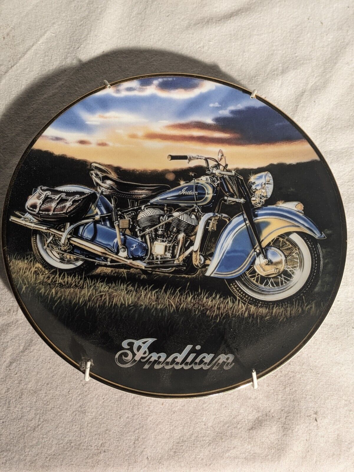 Lot Of 11 Franklin Mint Indian And Harley Davidson Motorcycle Collectible Plates