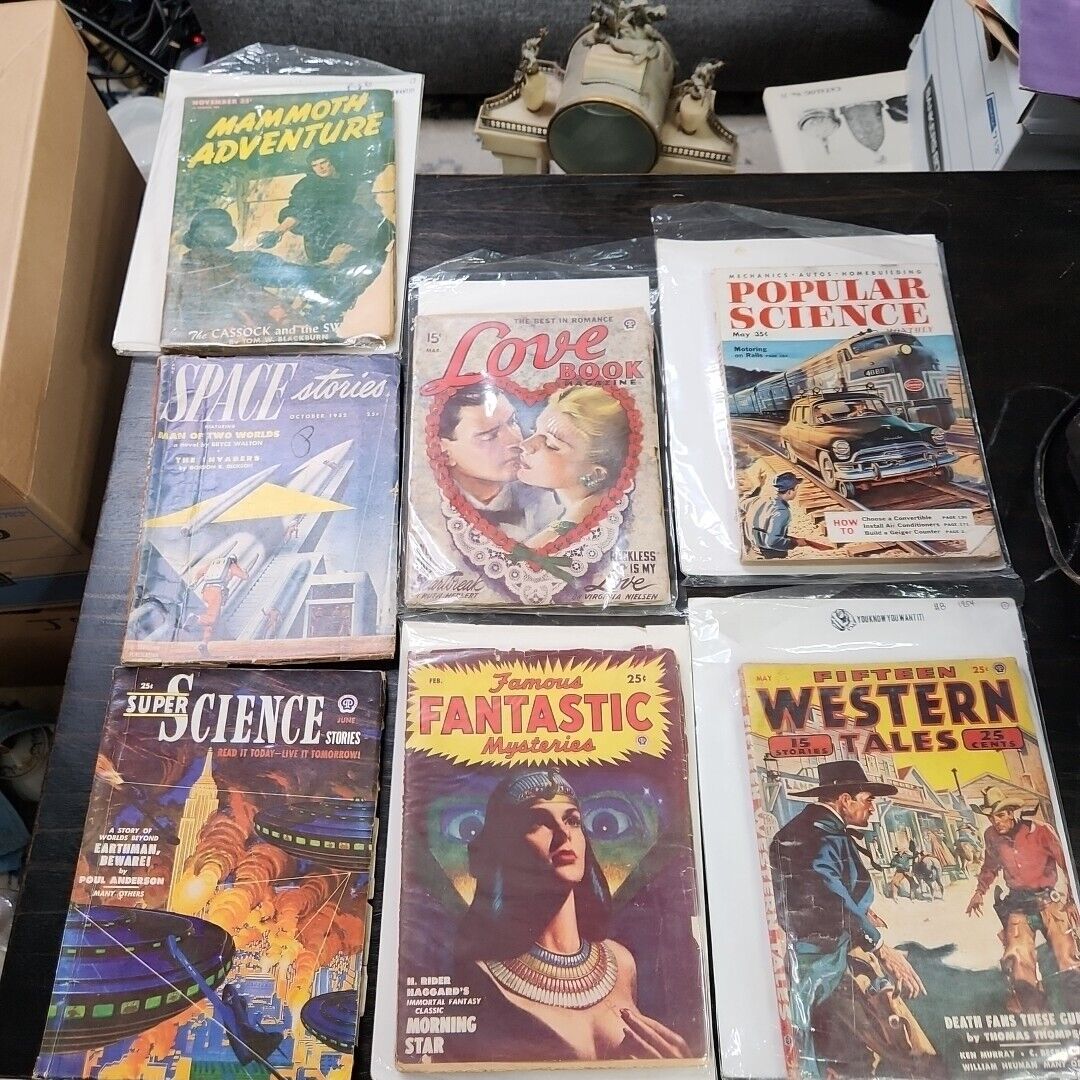 FAMOUS FANTASTIC MYSTERIES Mammoth Adventure #1 Western Tales Lot Of 7 Pulp 