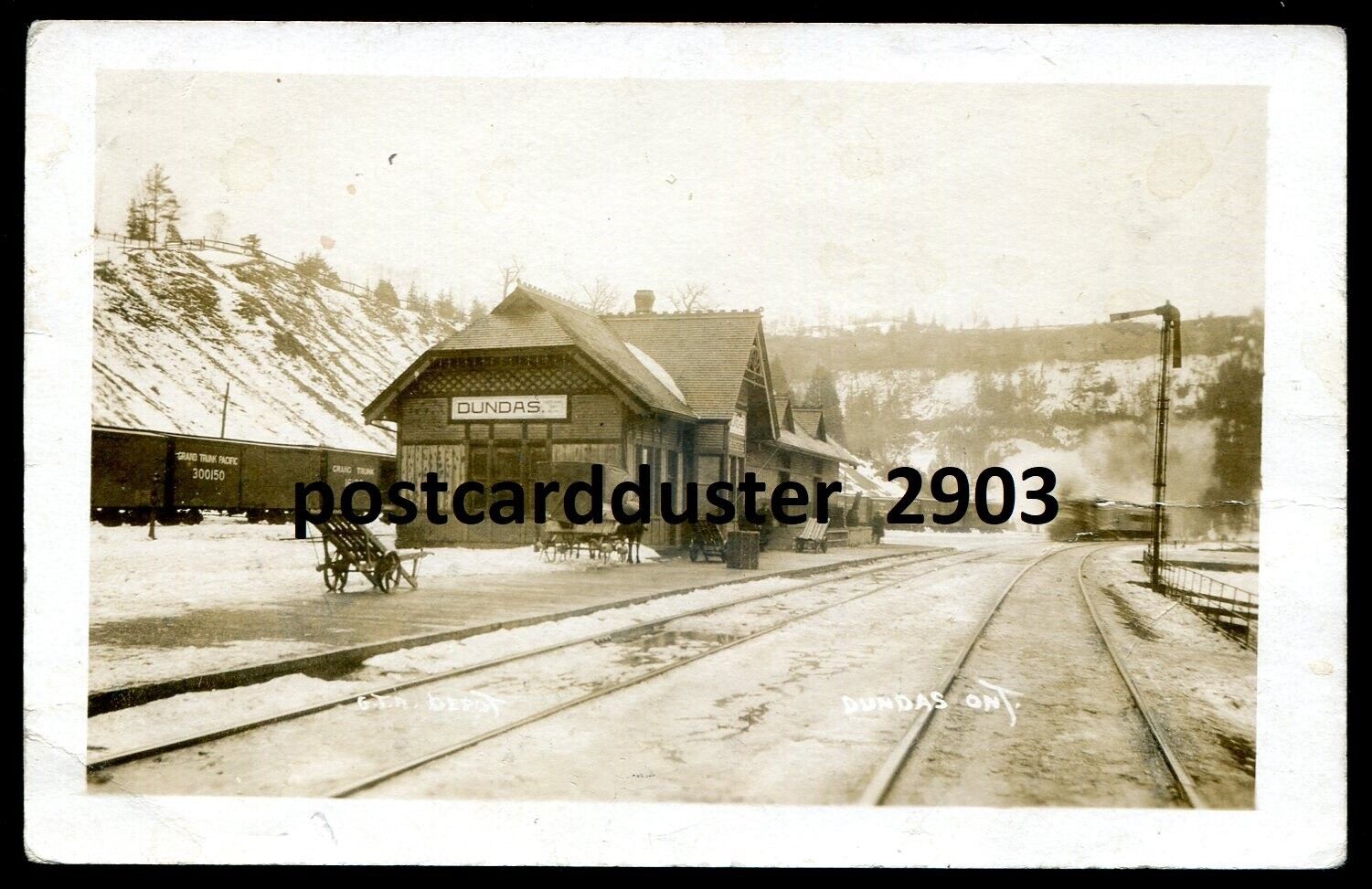 DUNDAS Ontario 1910 GTR Train Station. Real Photo Postcard
