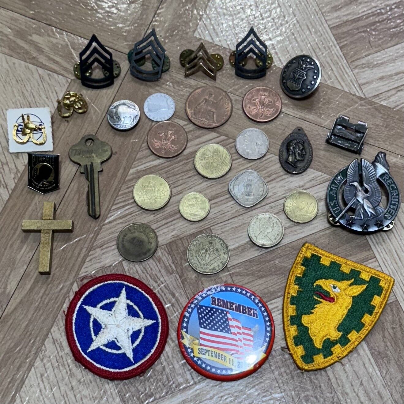 Military Pin Patch and Coin Junk Drawer Lot