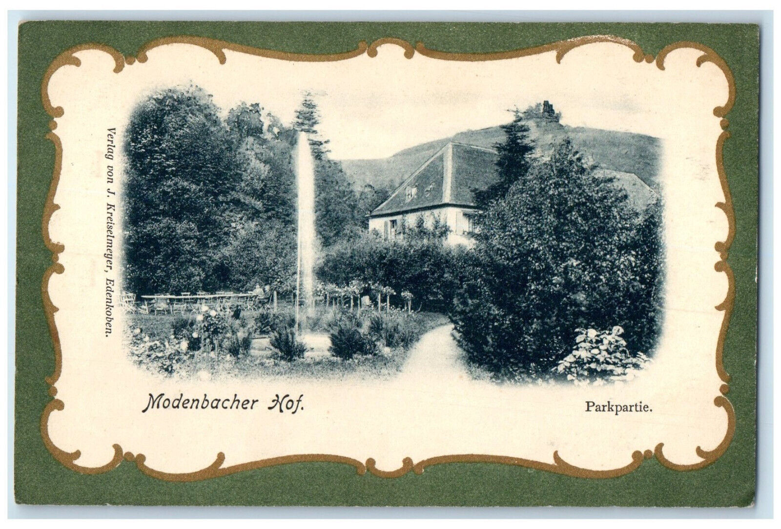 c1910 Portion of Park Modenbacher Court Rhineland-Palatinate Germany Postcard