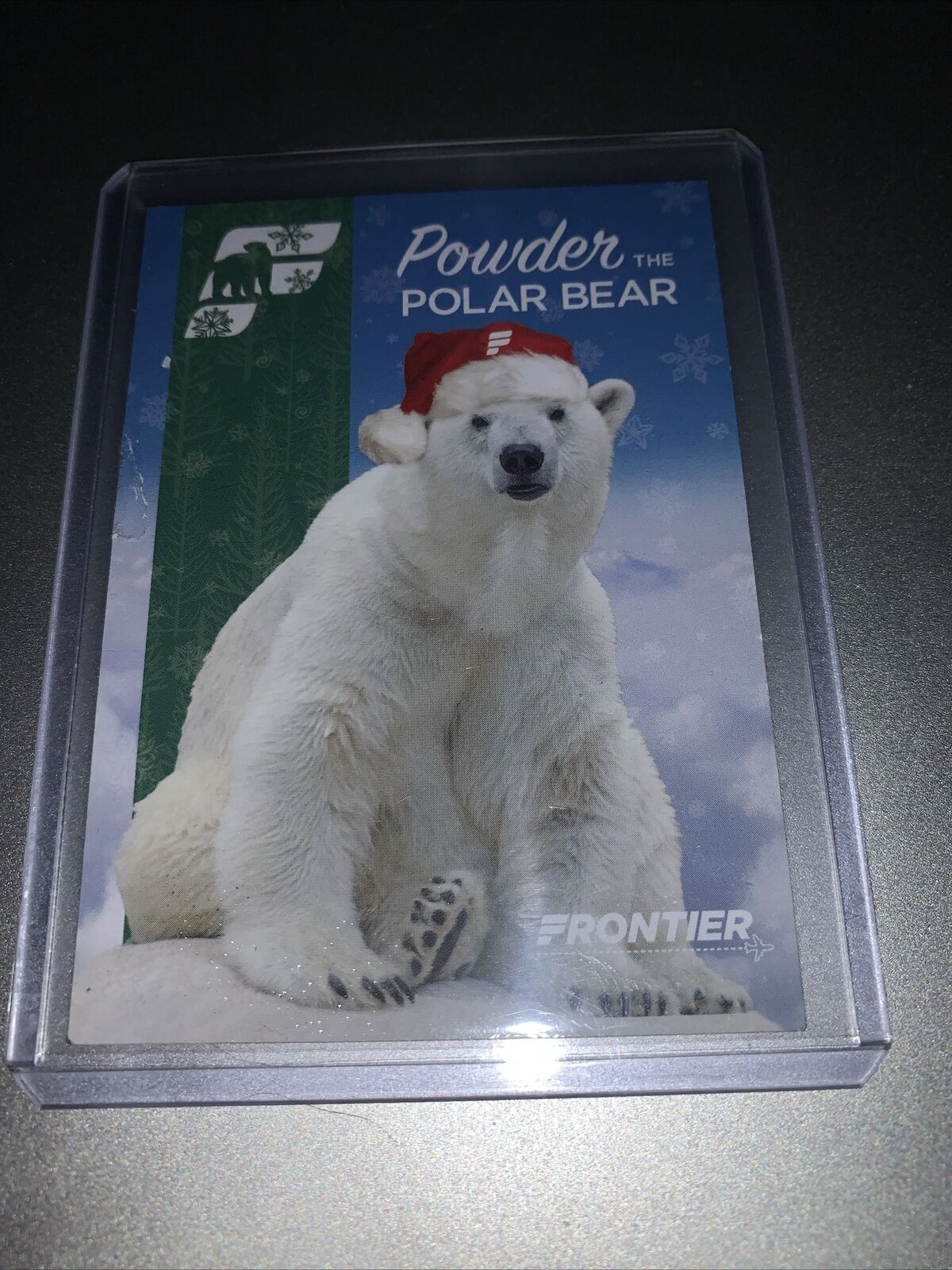 Frontier Airlines Powder The Polar Bear Santa Christmas Trading Card