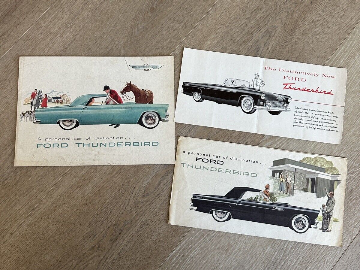 3 Vintage Original 1954 Ford Thunderbird Brochures