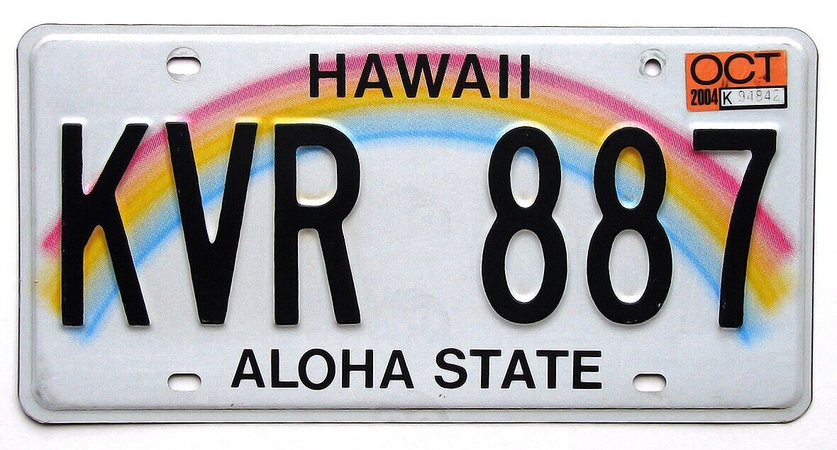 HAWAII License Plate Rainbow Aloha State  (RANDOM PLATE#) **READ DESC