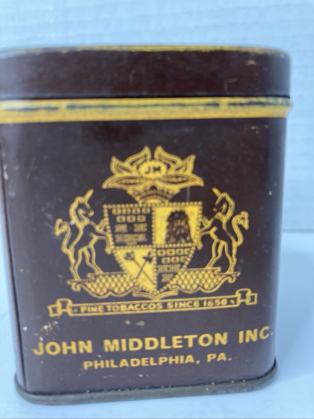 Vintage CLUB MIXTURE Tobacco Tin Litho John Middleton Inc Philadelphia, PA. Brwn