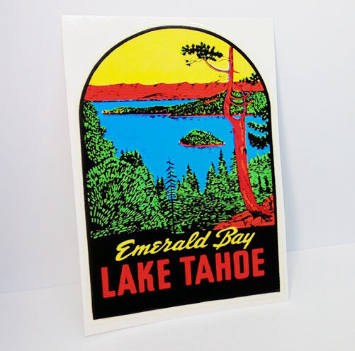 Lake Tahoe Travel DECAL / Vintage Style Vinyl STICKER, Emerald Bay California