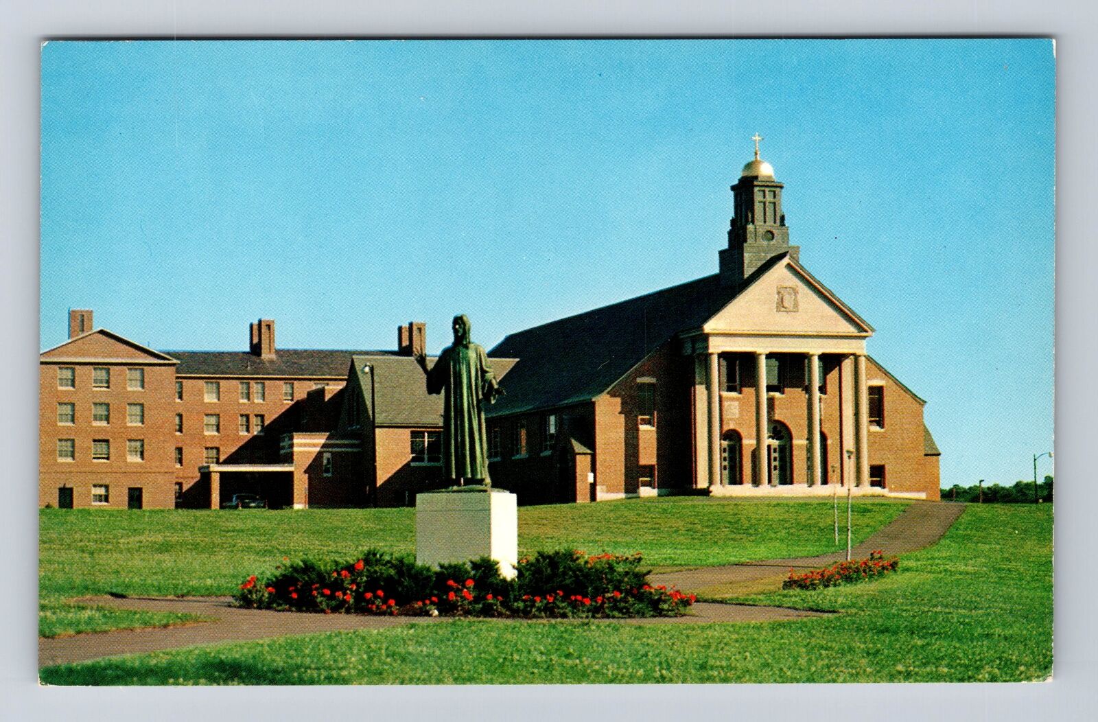 North Andover MA-Massachusetts, Christ Teacher Chapel, Statue, Vintage Postcard