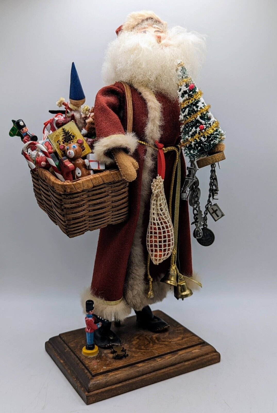 Handmade Red Santa With Toys Vintage Figurine Statue Crafted Luci Isaacs 1987