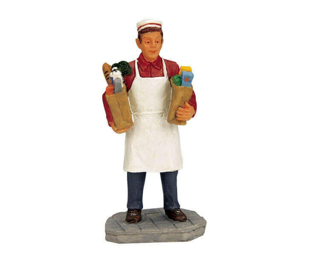 Lemax 2001 Grocery Boy Village Collection #12485-A Delivery Services Local Fresh