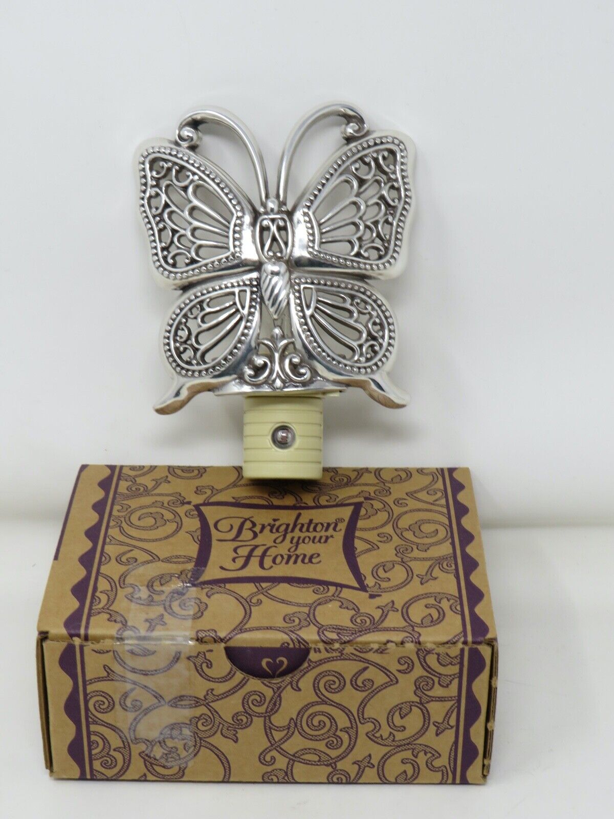 Brighton Silver Tone Metal Butterfly Auto Night Light with Box