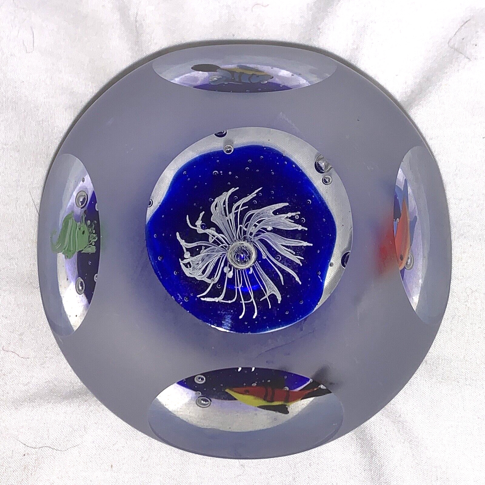 Art Glass Paperweight Sea Life Frosted Dynasty Gallery Vintage  4”
