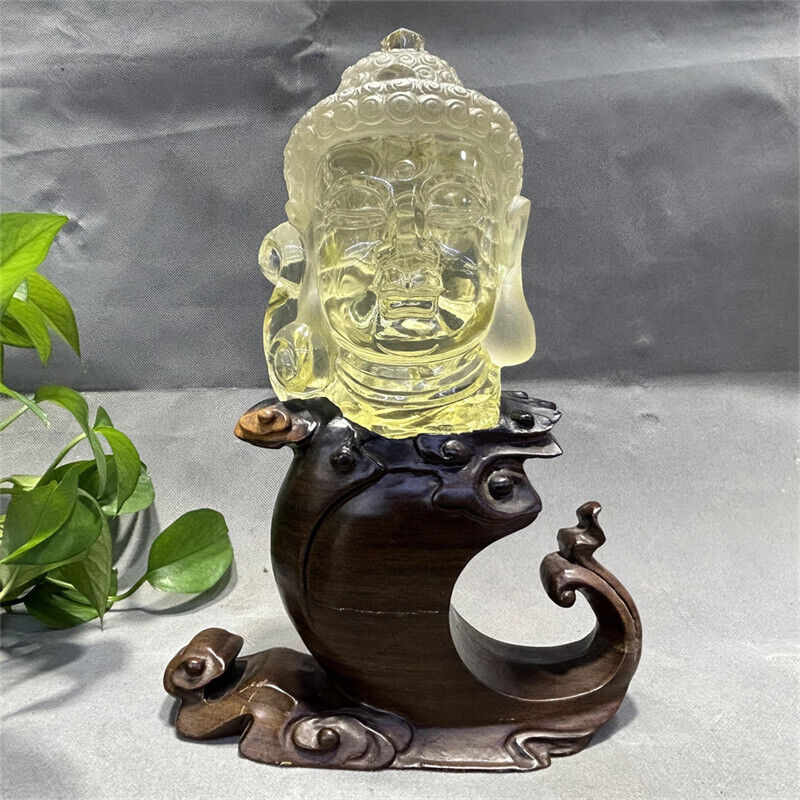 7LB Top Natural Citrine Quartz Buddha Skull Hand Carved Crystal Reiki Gem 310