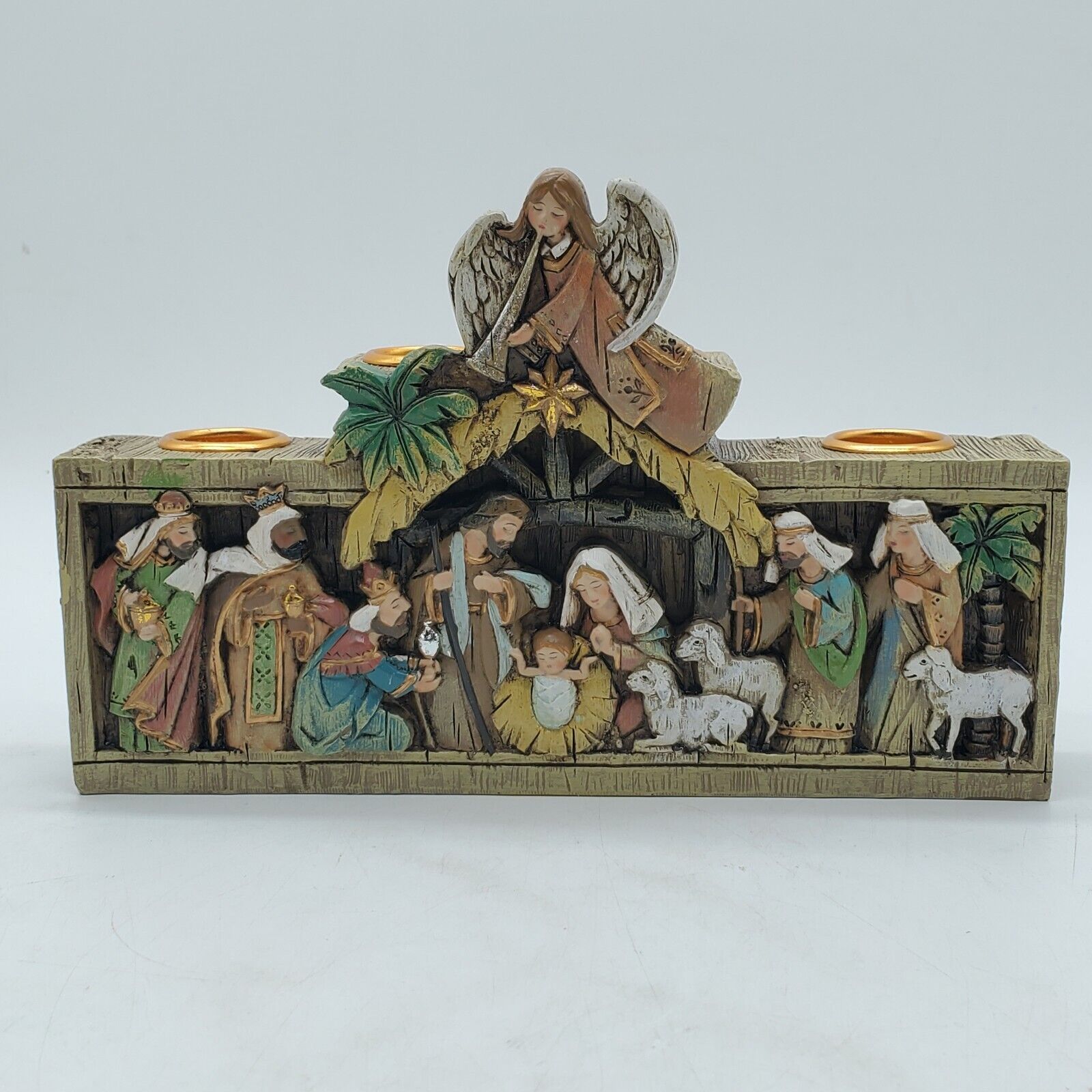 Rare Avalon Gallery Advent Candleholder Holy Family Nativity Scene 5\
