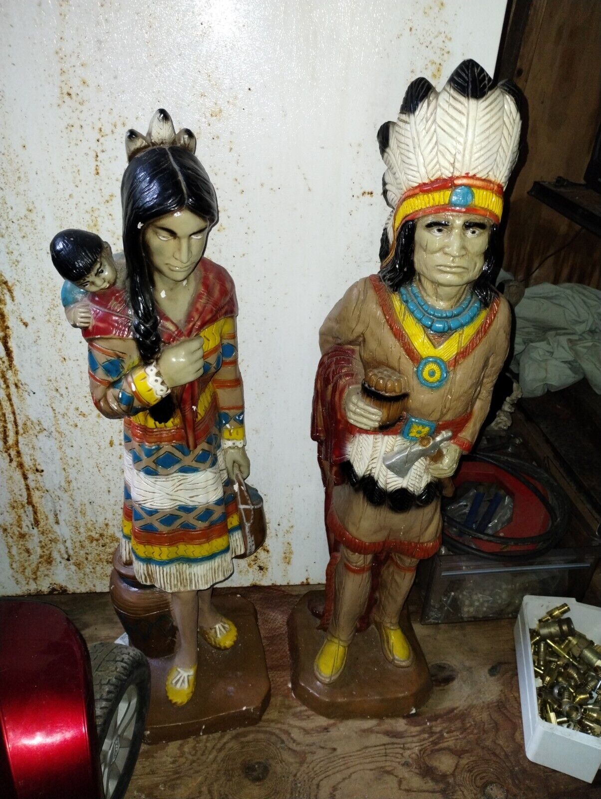 Indian Man And Women Witch Baby Statue Set