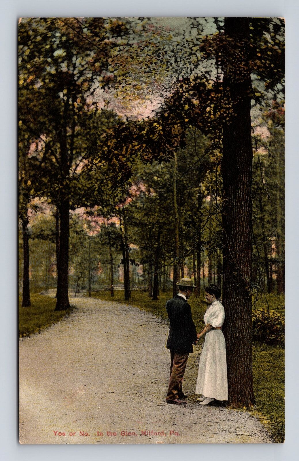 Milford PA-Pennsylvania, Marriage Proposal In The Glen, Vintage Postcard