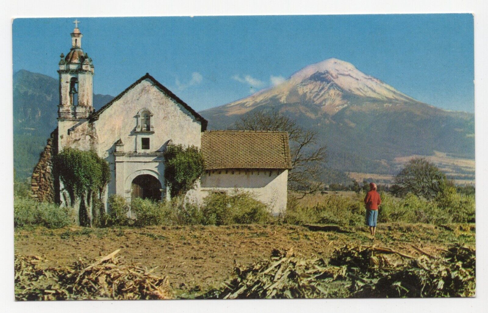 El Popocatepetl Active Volcano Mexico Unposted Chrome Postcard