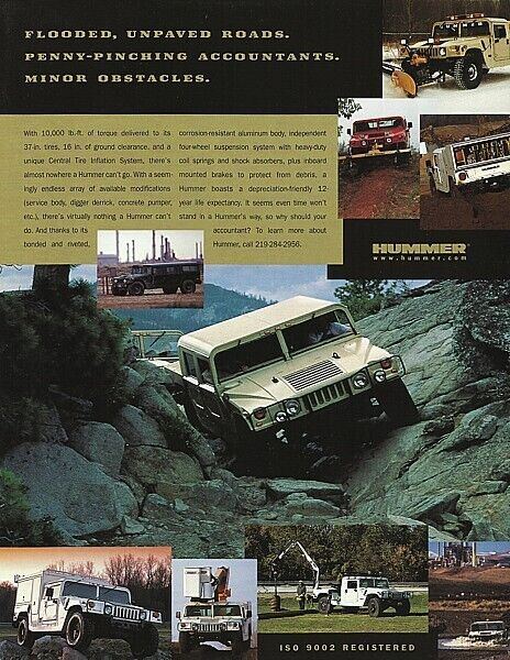 1998 HUMMER H1 sales brochure sheet US 98 HumVee 3 Models