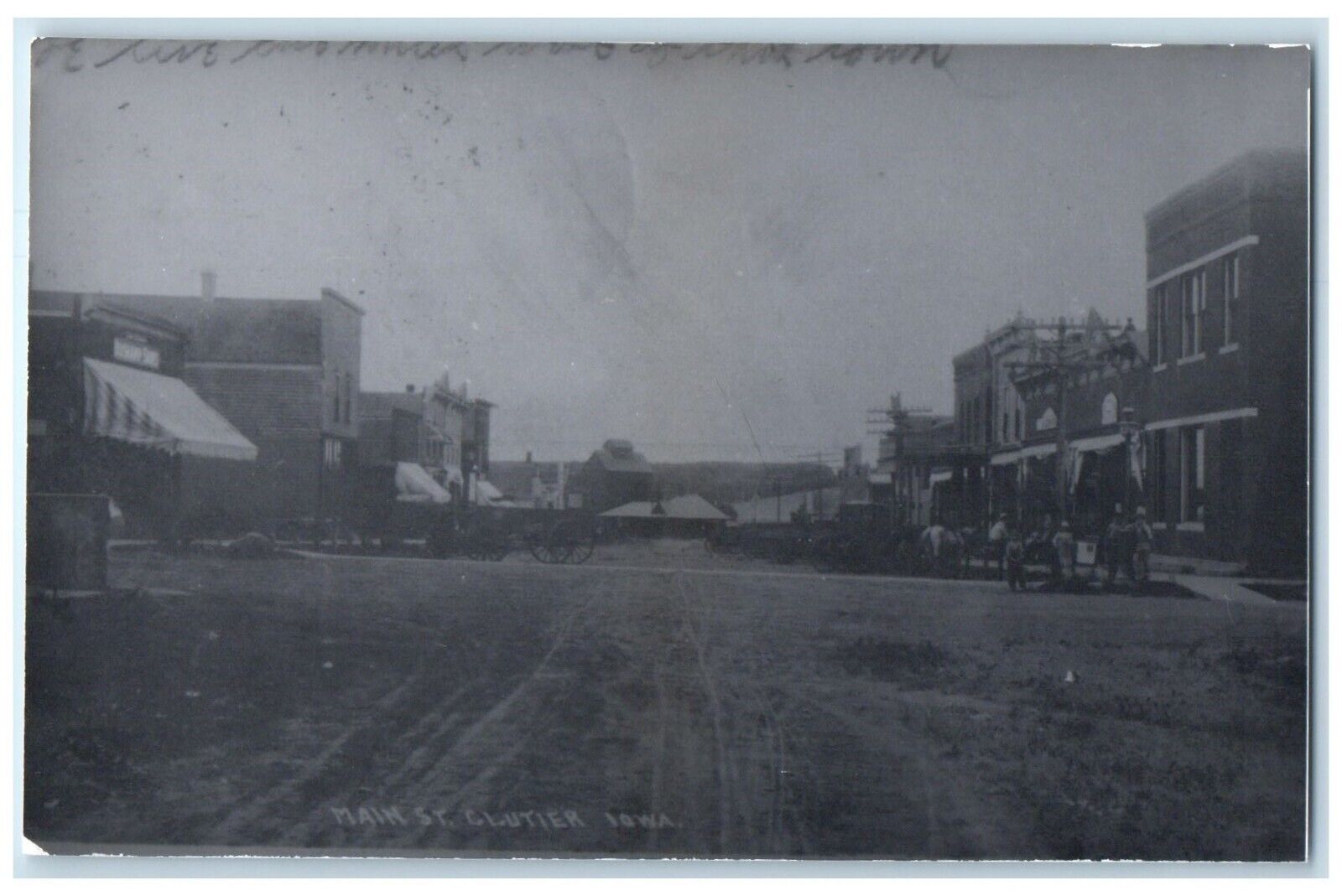 c1960's Main St Clutier Iowa IA Vintage Train Depot Station RPPC Photo Postcard