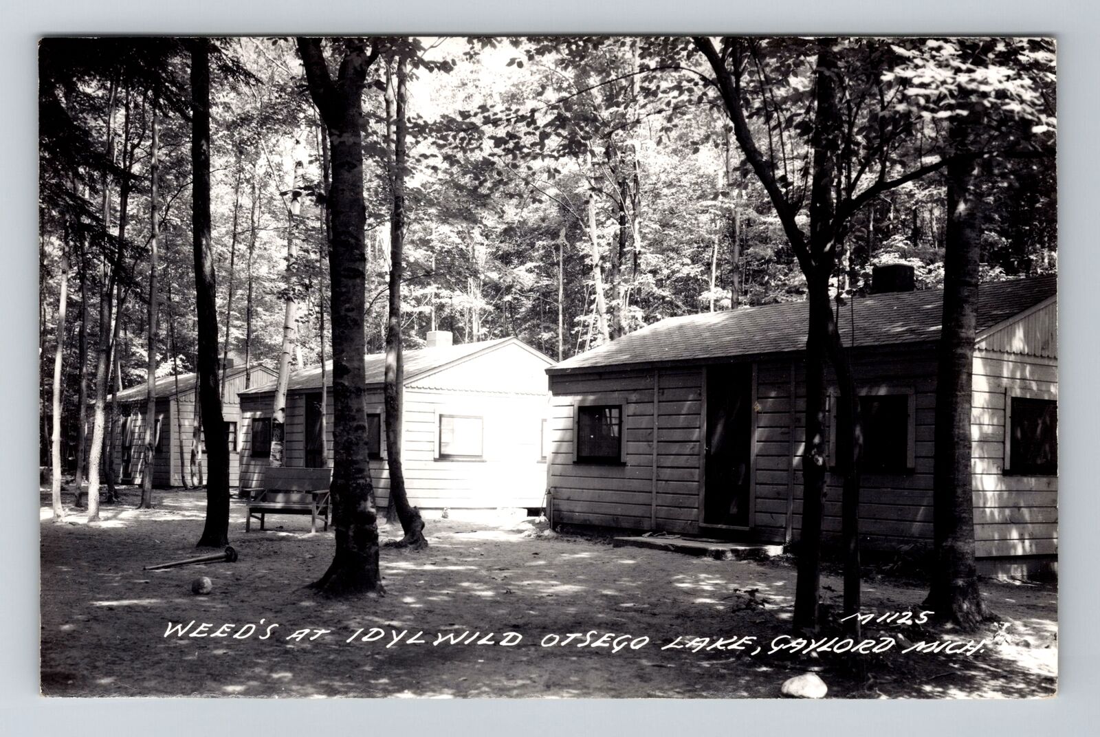 Gaylord MI-Michigan RPPC Weed\'s Cabins Idylwood Otsego Lake 1950 Old Postcard