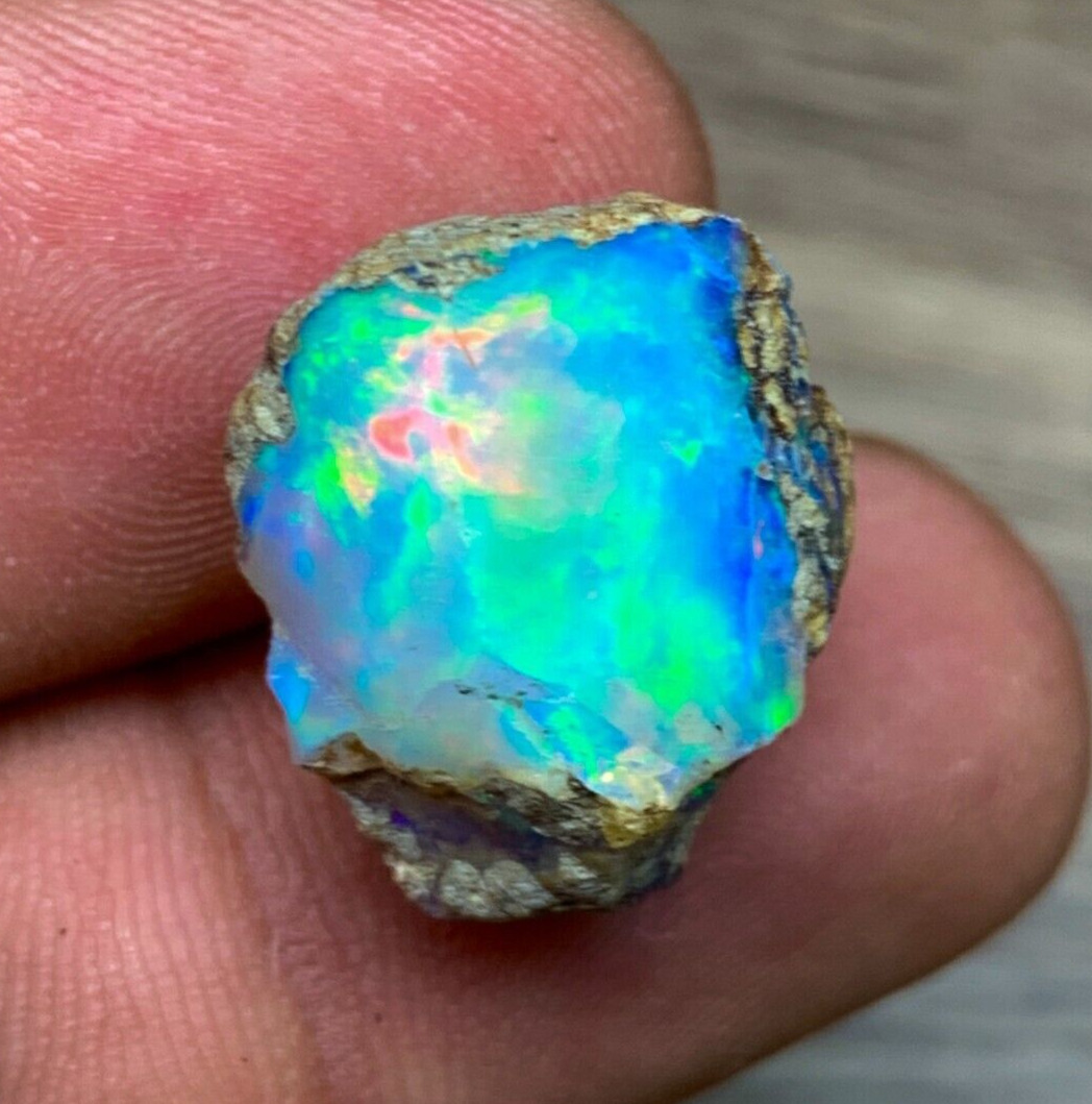 12.65ct Natural Blue Opal Rough, Untreated Raw Ethiopian Opal, Cabbing Raw Opal