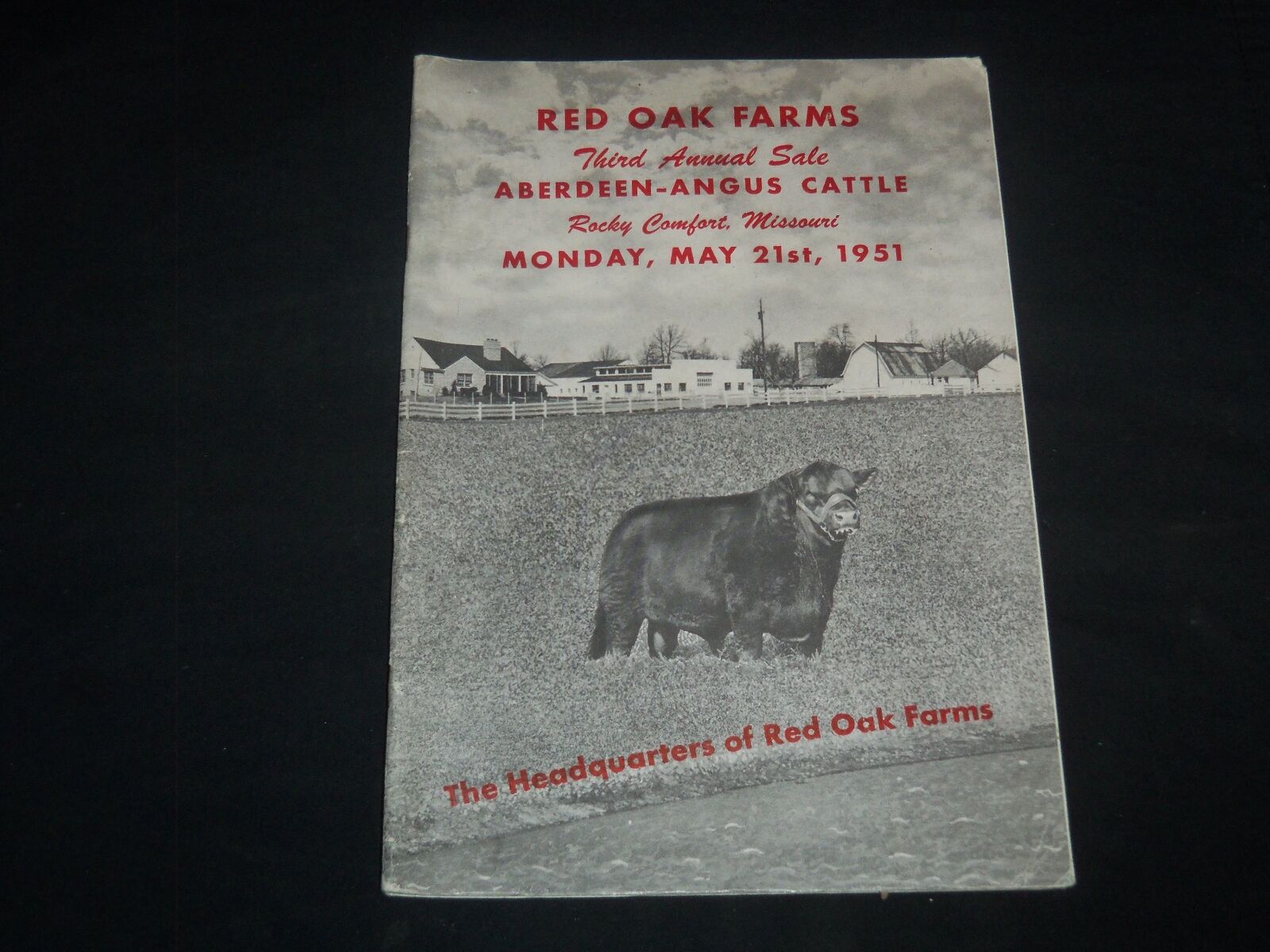 1951 RED OAK FARMS ANGUS BREEDERS' CATTLE THIRD ANNUAL SALE CATALOG - J 9228