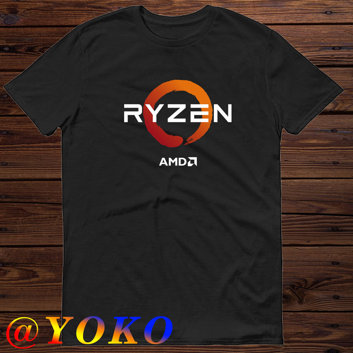 RYZEN AMD Logo Men's Black T-shirt Size S to 5XL