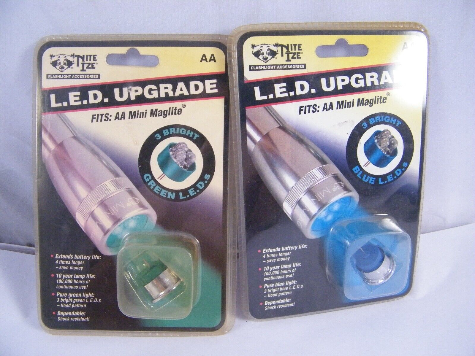 NITE IZE BLUE & GREEN LED UPGRADE FOR AA MINI  MAGLITE PART # RB-07-28, RB-07-03