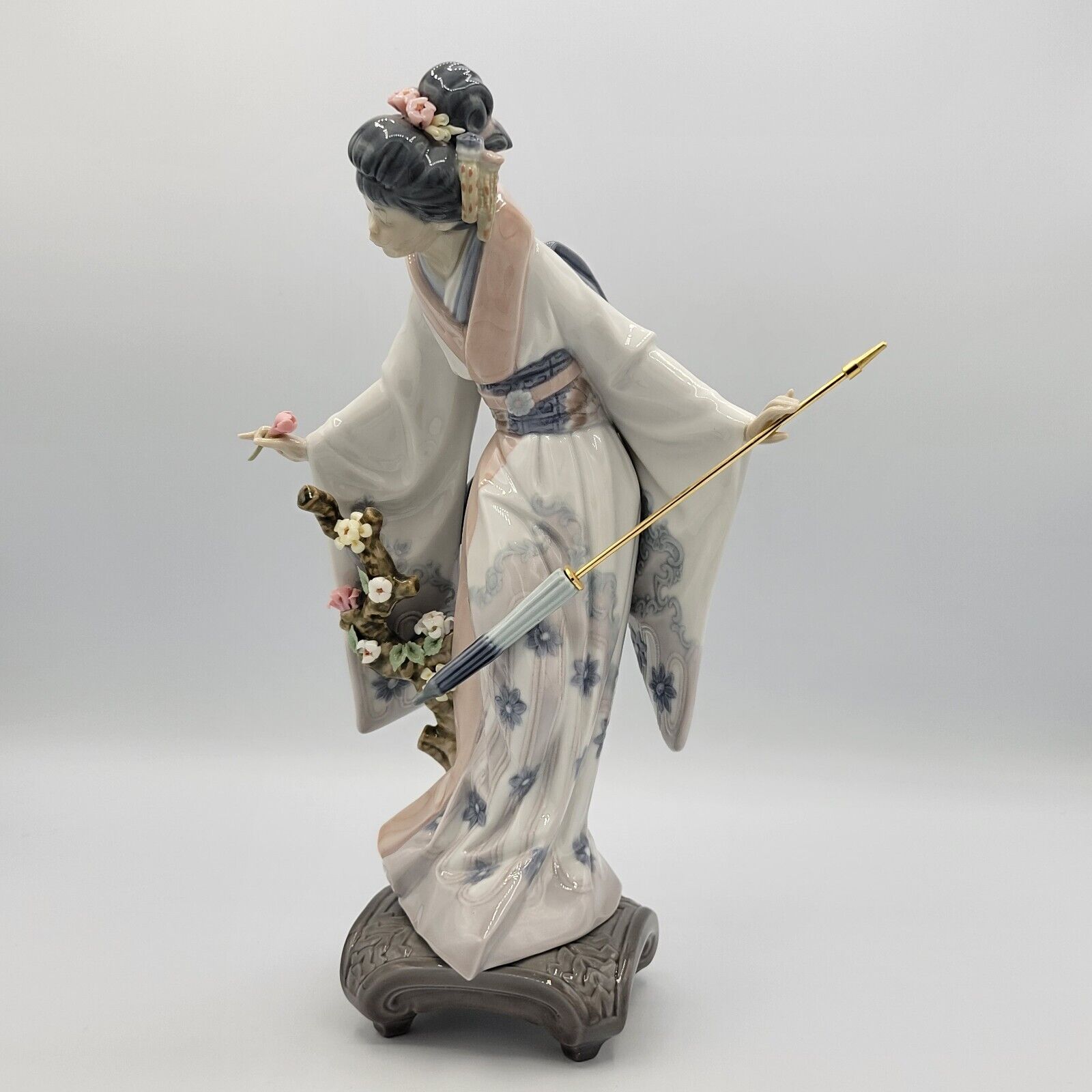 Lladro Figurine Teruko Japanese Geisha Girl Flower Basket #1451 And Original Box
