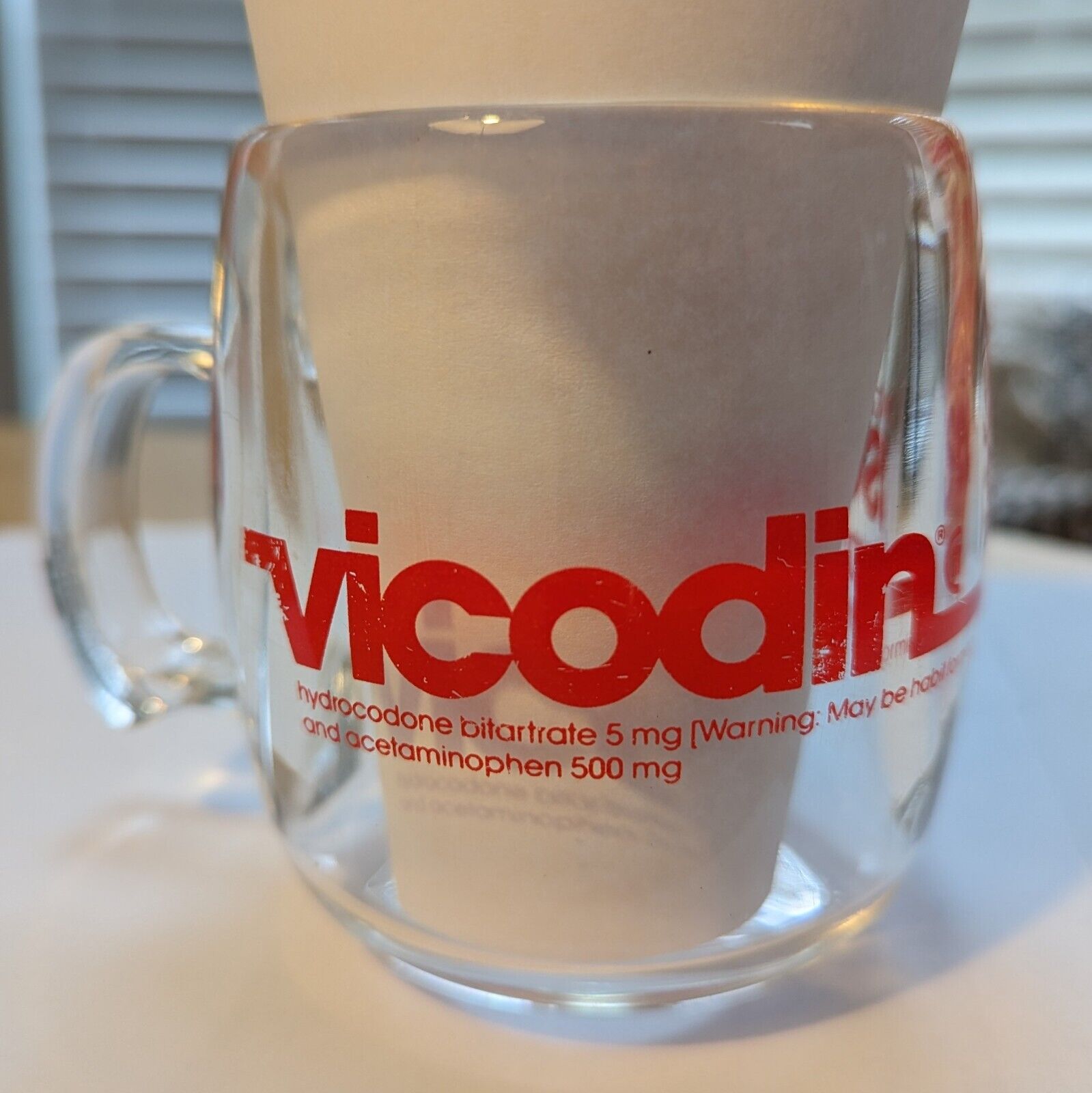 RARE Vintage VICODIN Isoptin Plastic Coffee Mug Drug Promo
