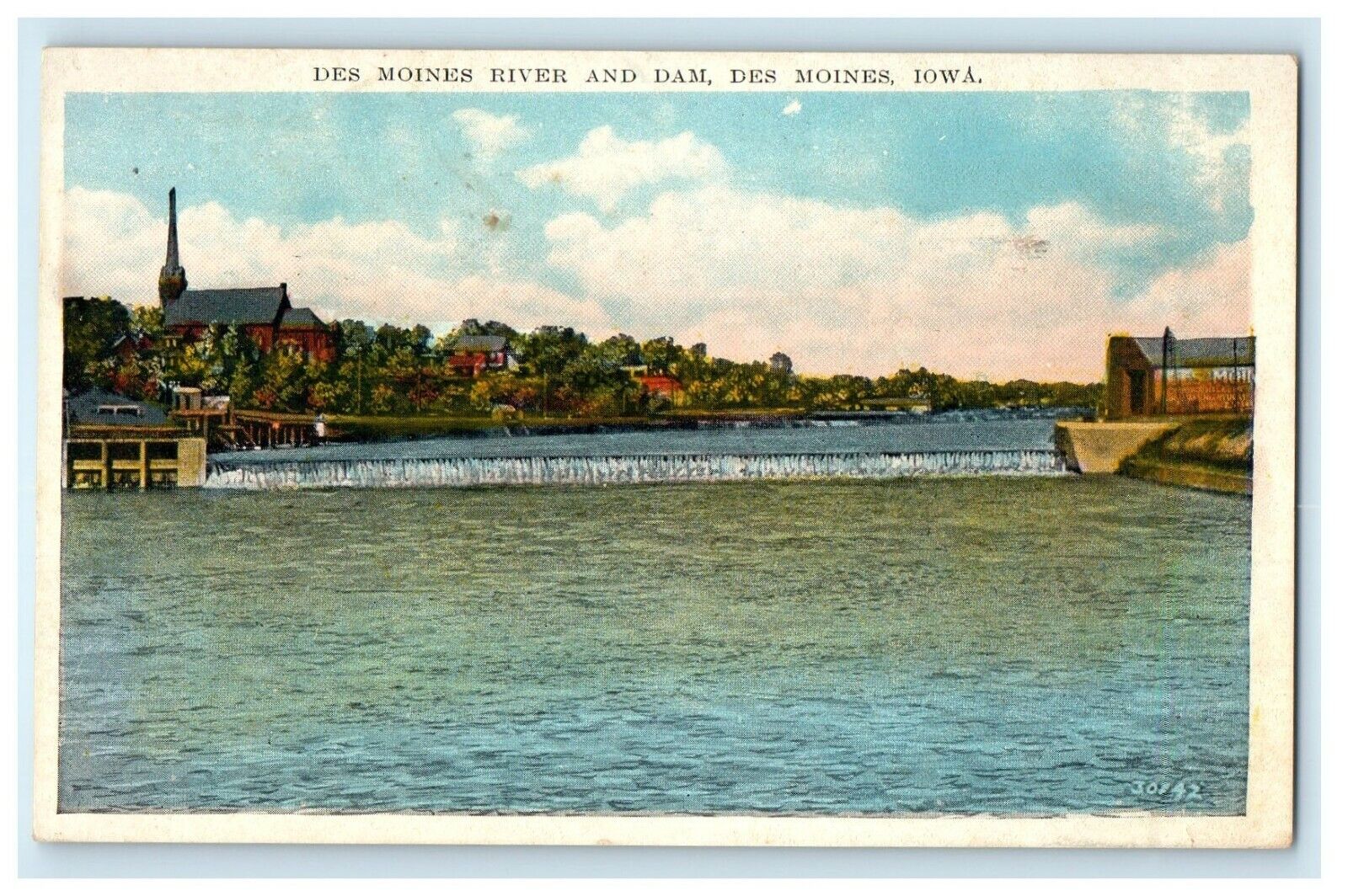 1934 Des Moines Iowa IA,  River And Dam View Posted Antique Postcard