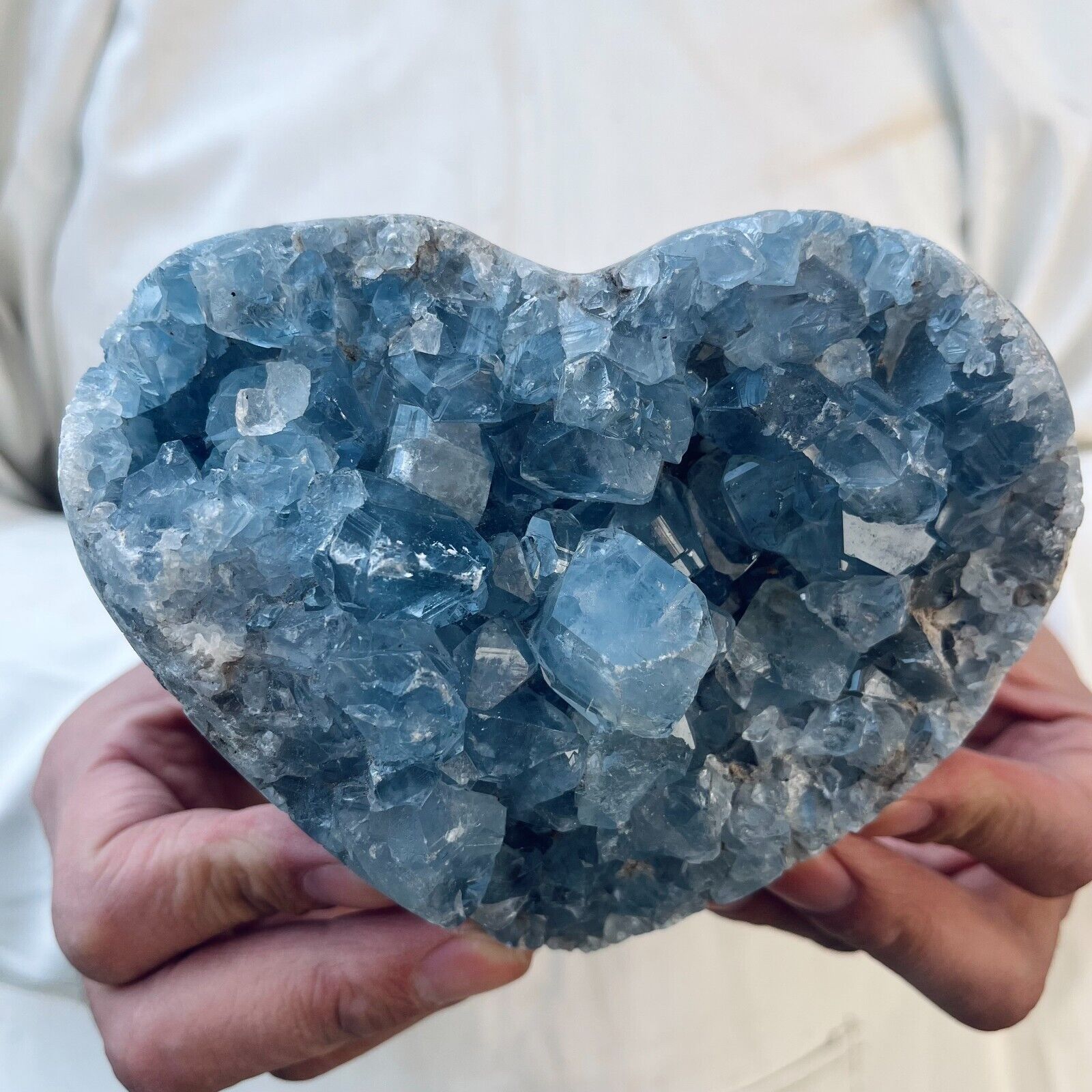 2.6LB Natural Beautiful Blue Celestite Crystal Geode Cave Mineral Specimen