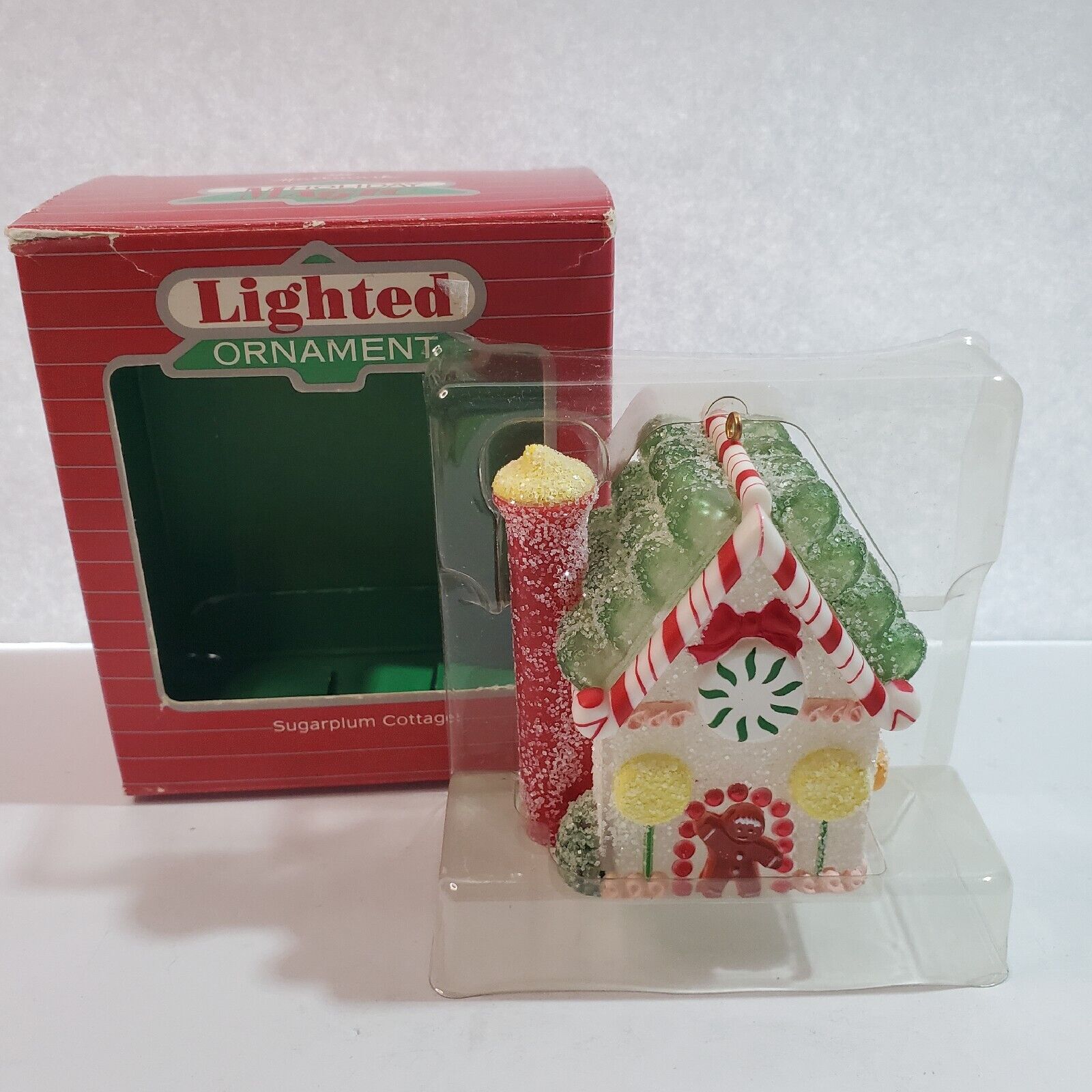 Vintage 1984 Hallmark Sugar Plum Cottage Candy Lighted Christmas Ornament