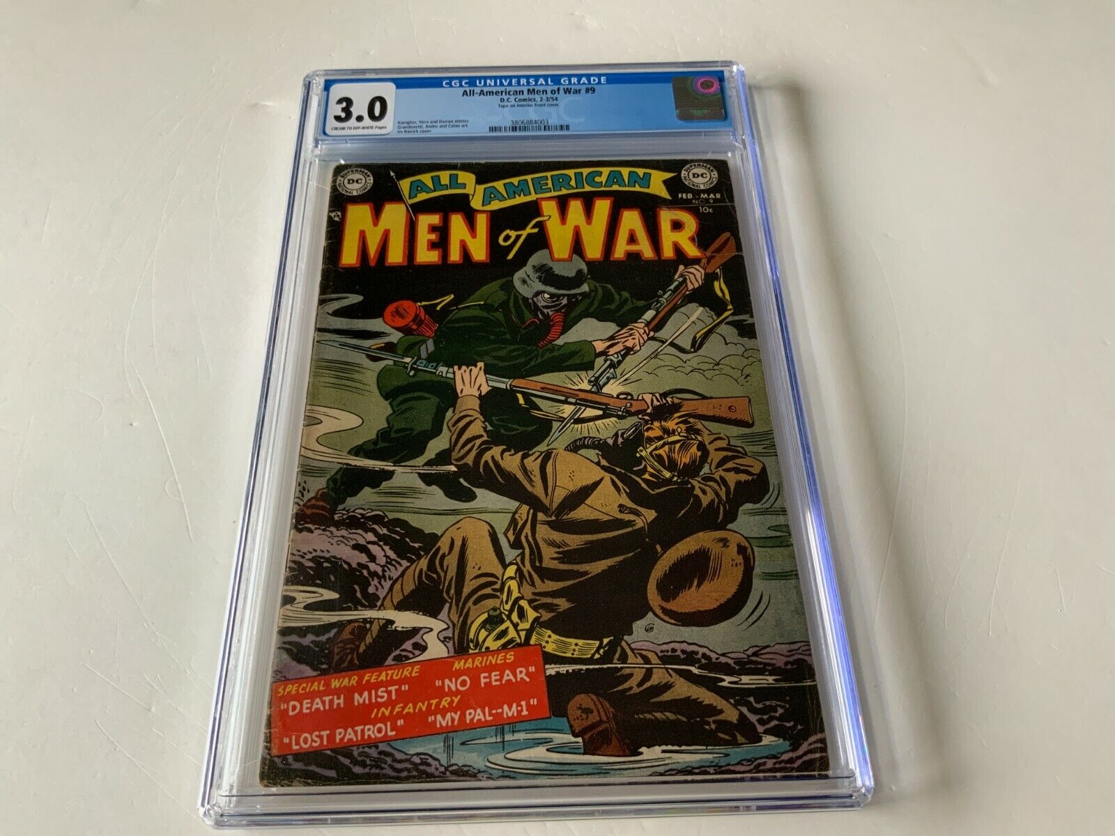 ALL AMERICAN MEN OF WAR 9 CGC 3.0 CLASSIC GAS MASK COVER PRE CODE DC COMIC 1954