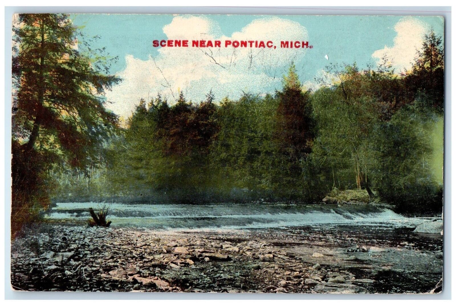 1912 Scene Near Pontiac Michigan MI, Rivers Nature Scene Antique Postcard