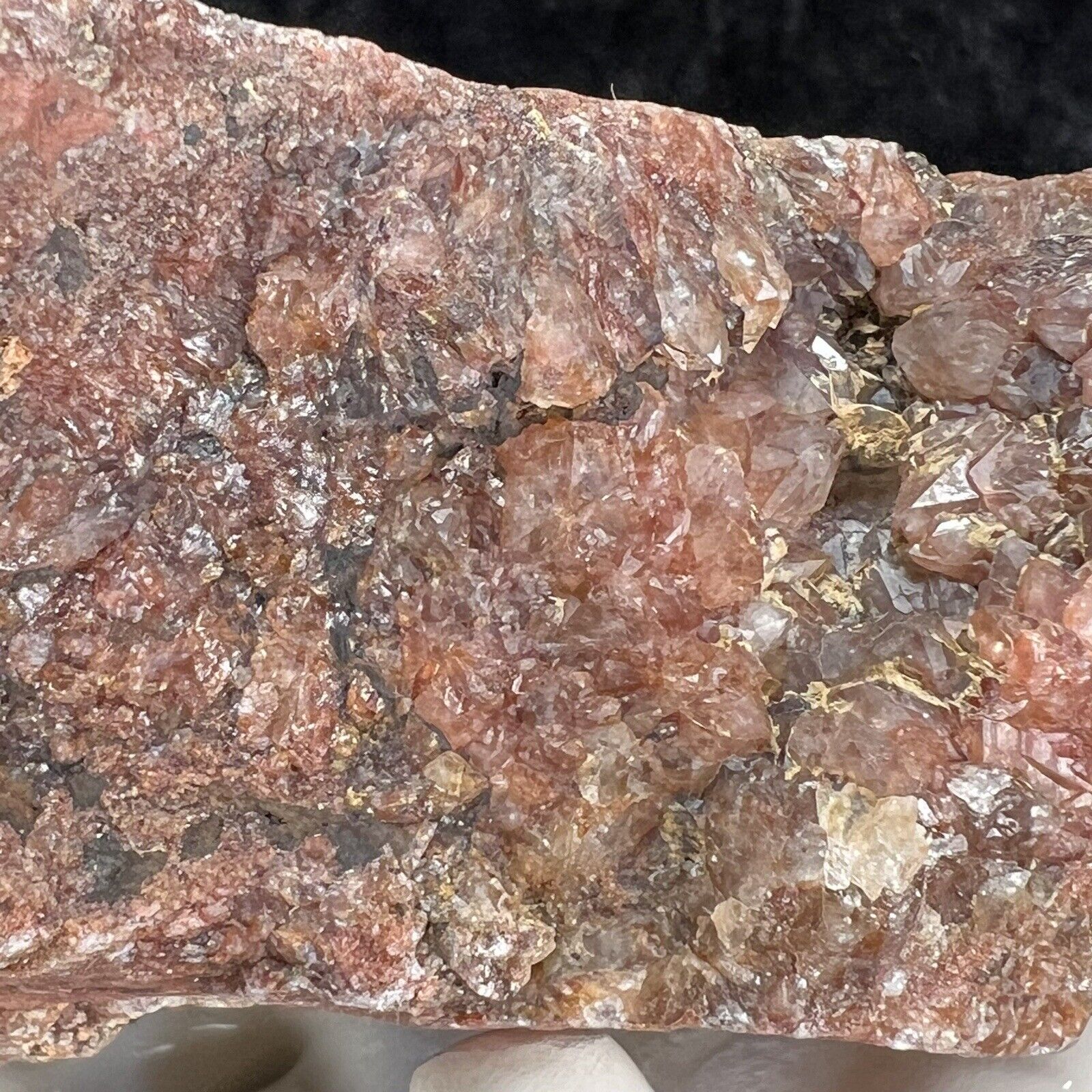 4-3/4” Red Quartz Crystal Iron Hematite Ferruginous 1.7Lb Natural Rough Geode