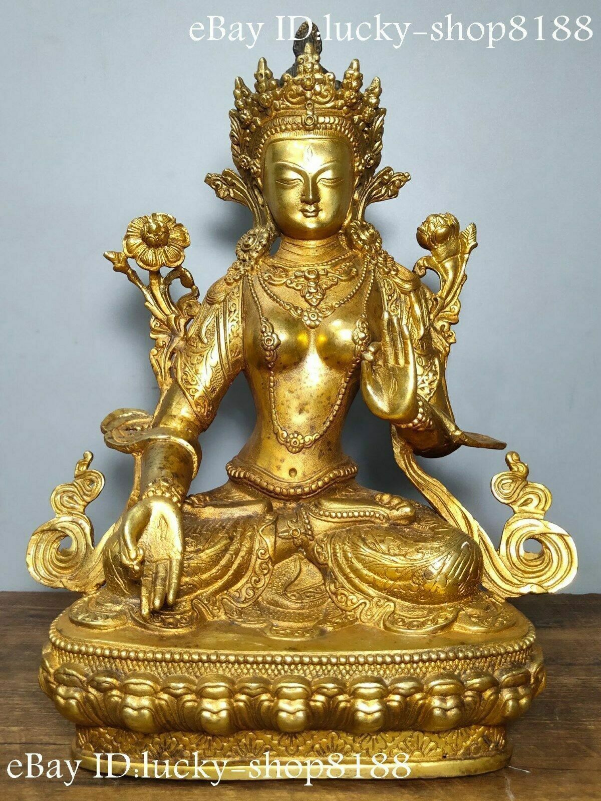 China Tibet Buddhism Brass Gilt Spirit of Compassion Goddess White Tara Statue