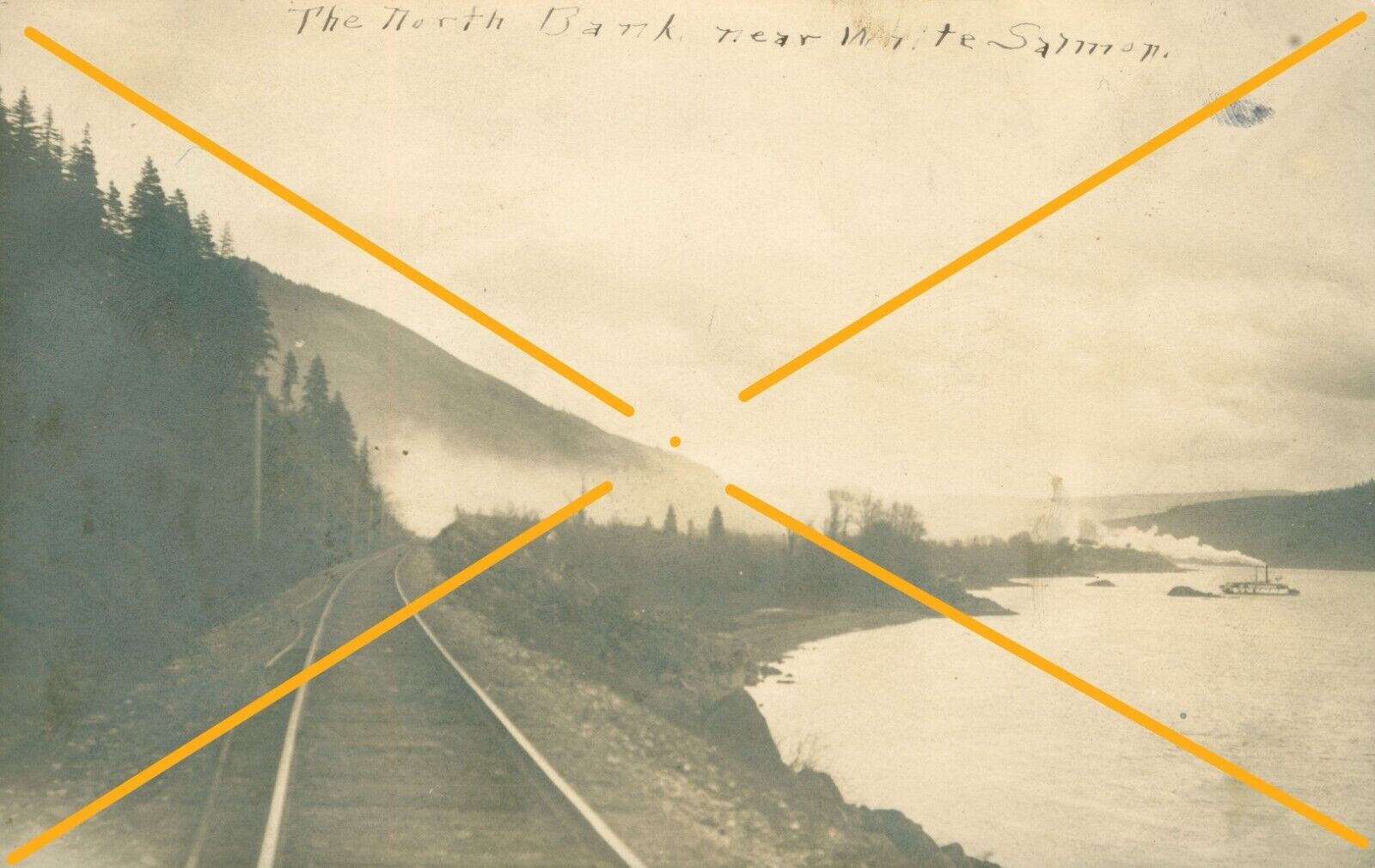 1910s North Bank Columbia River Sternwheel Steamer The Dalles City East Bingen