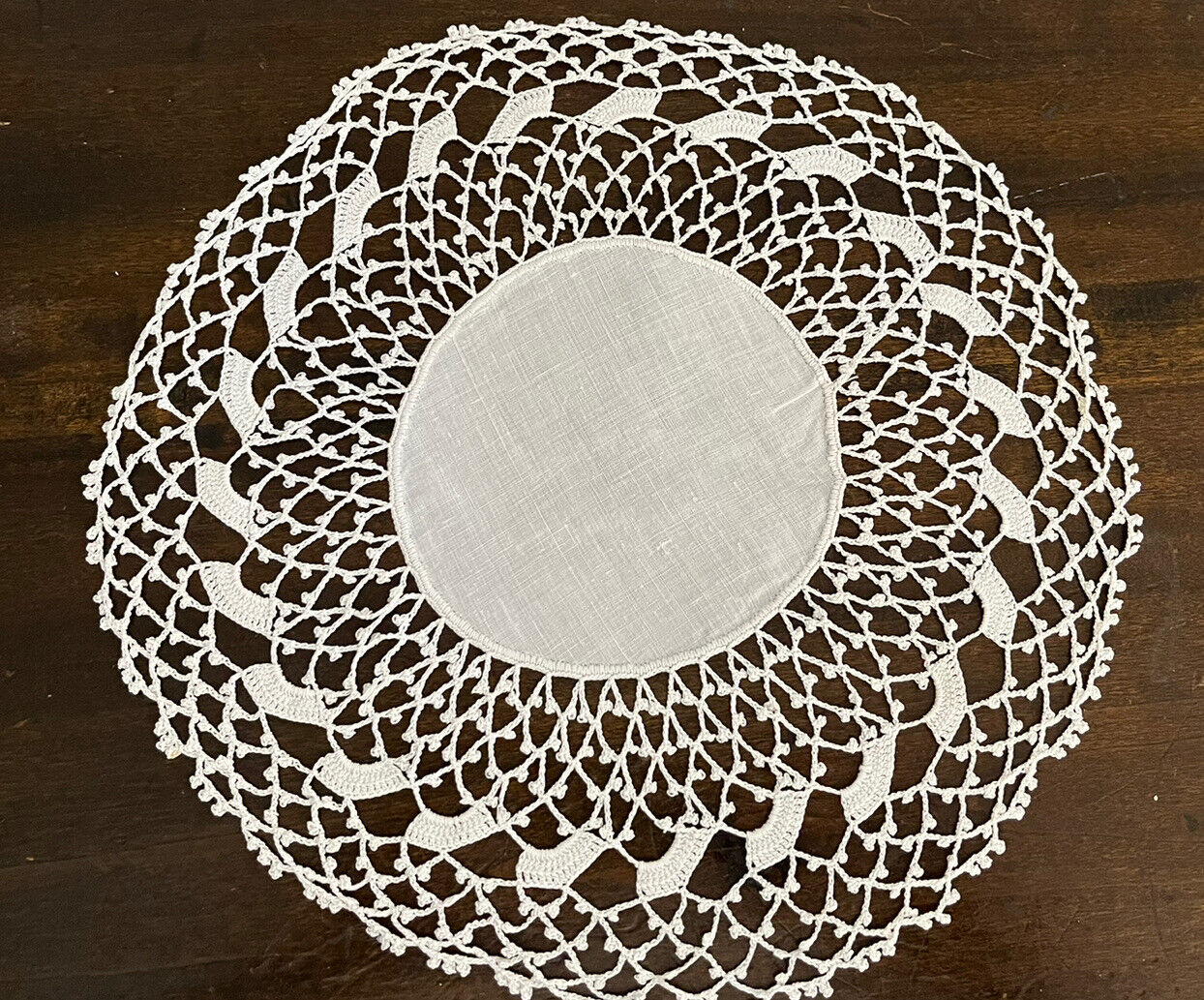 Vintage Cotton Crocheted Doily - White 11”