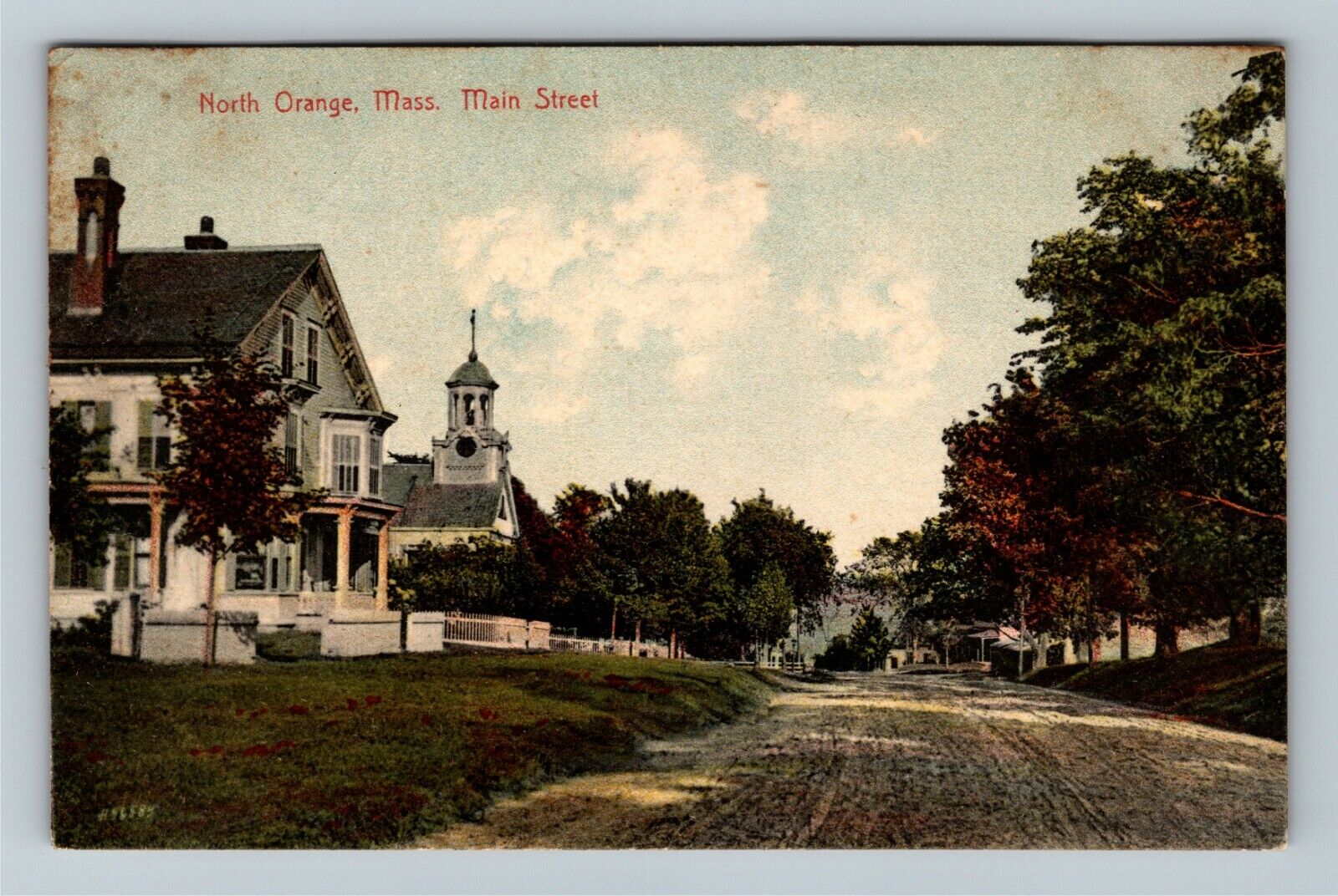 Orange MA, Main Street North, c1910 Massachusetts Vintage Postcard