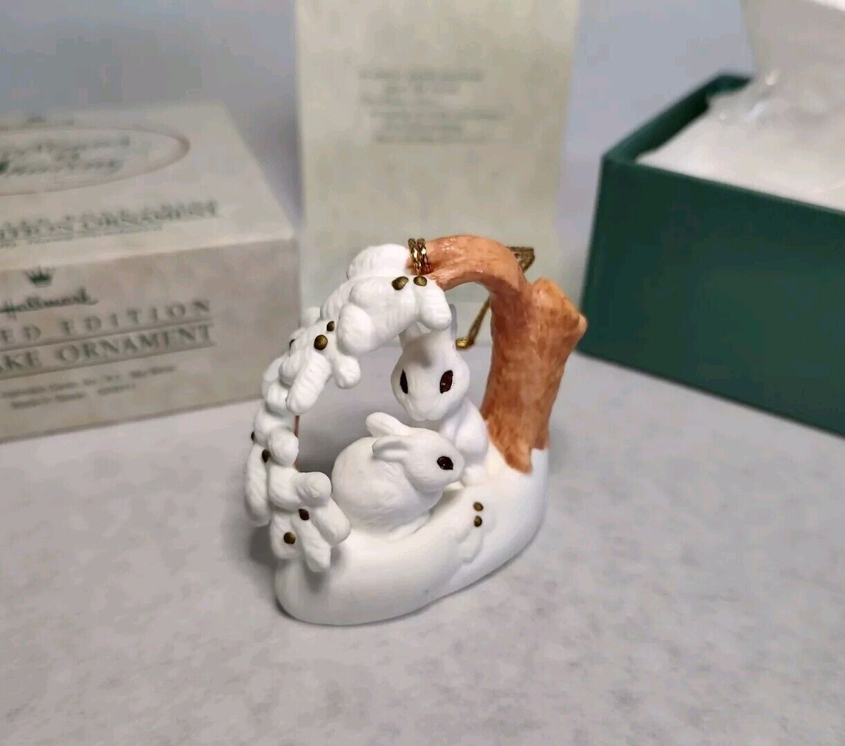 Hallmark Keepsake Ornament Bone China Rabbits 1988 Limited Edition Christmas