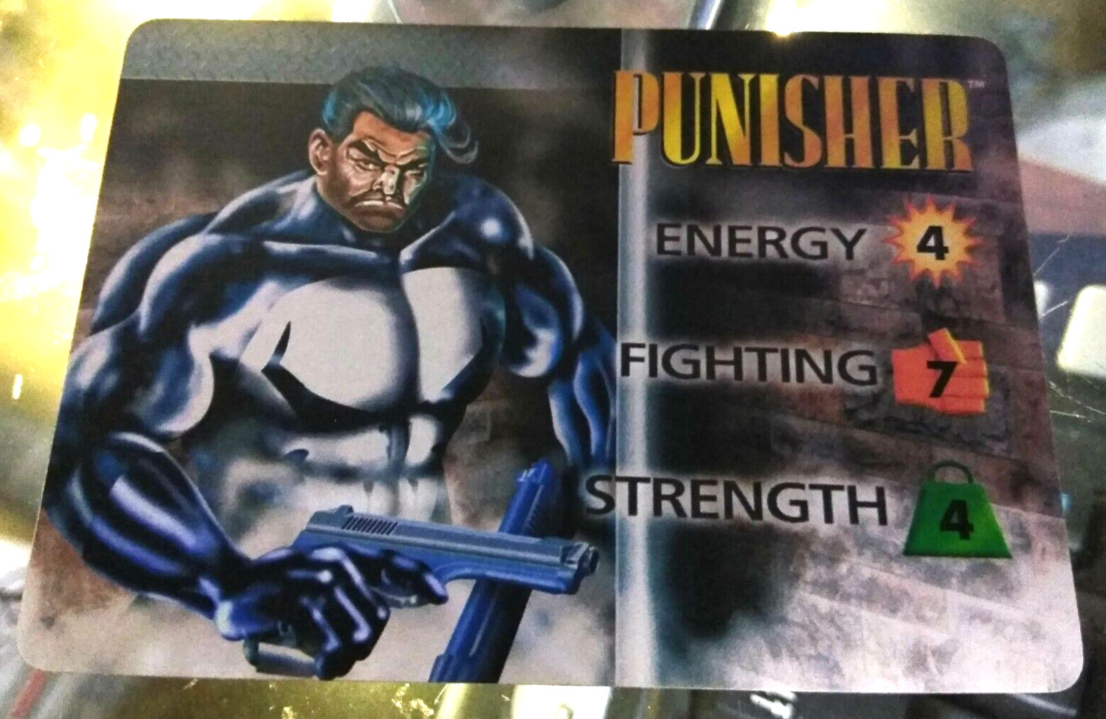 RARE VINTAGE 1995 Fleer Marvel XMEN Overpower HERO Stat Card - Punisher