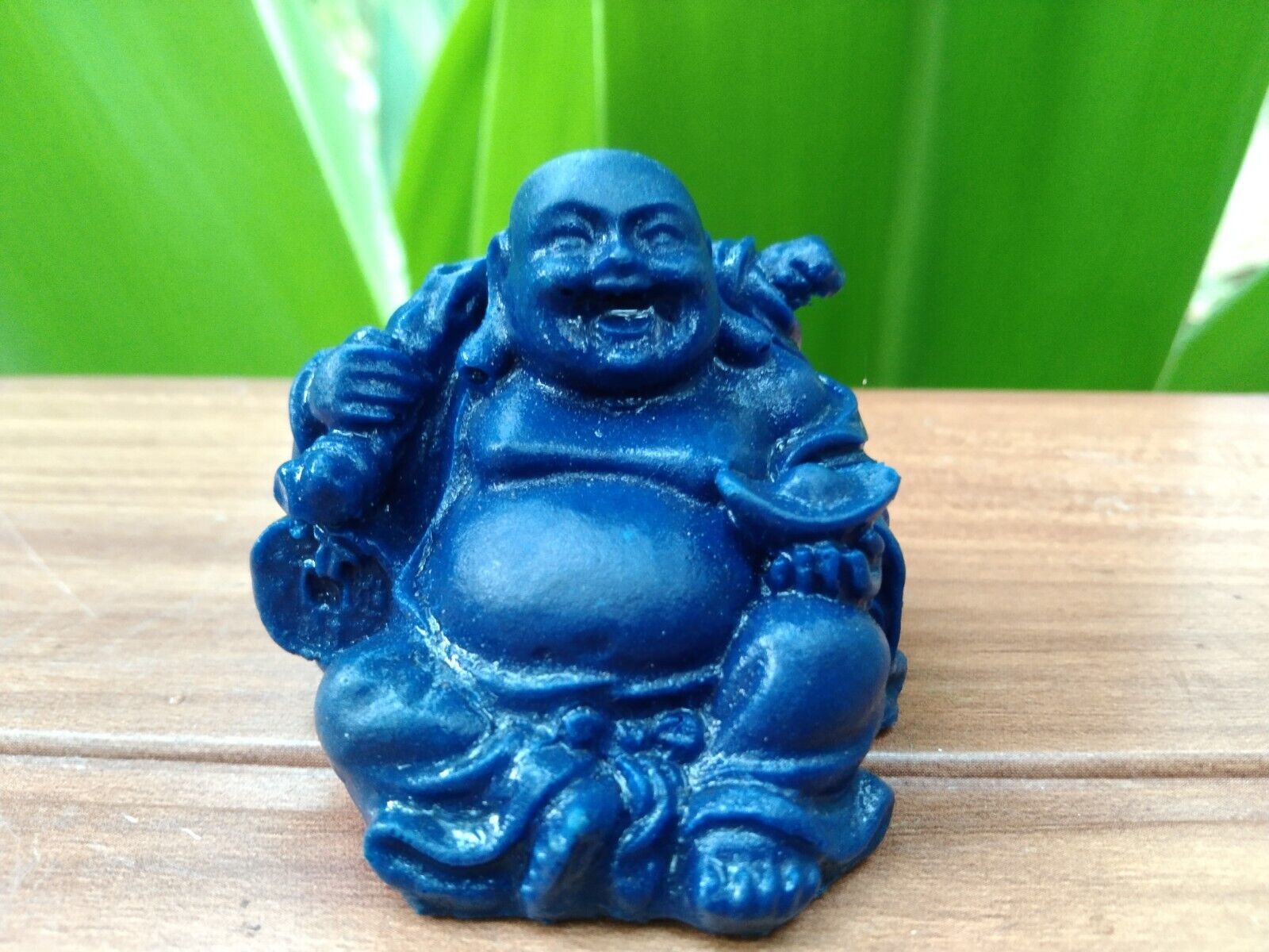 laughing buddha blue colour stone statue for gift lord figure budhism sculpture