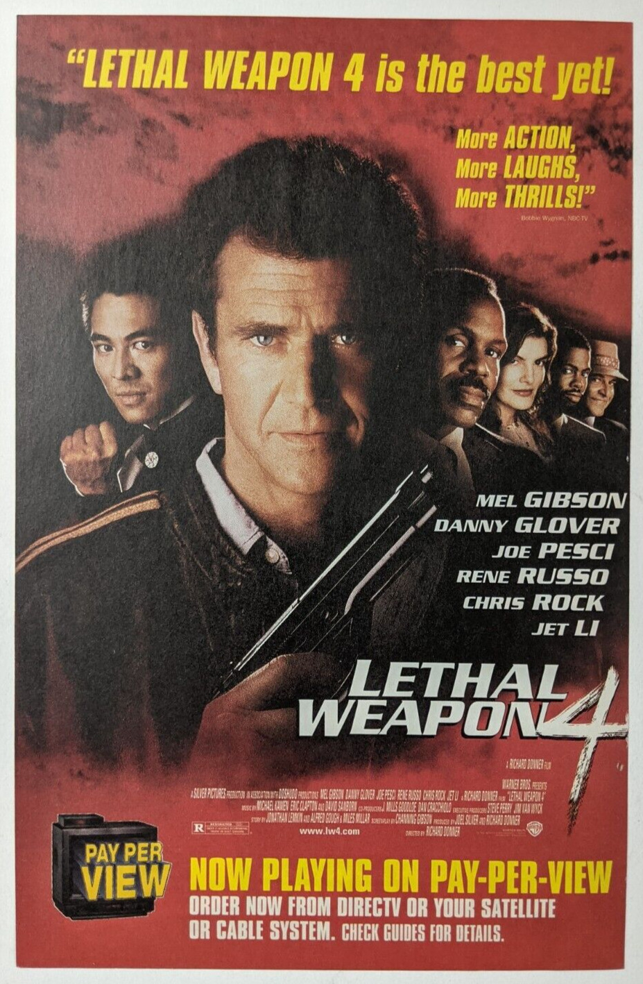 Lethal Weapon 4 Negotiator PPV Print Ad Movie Poster Art PROMO Original 1999