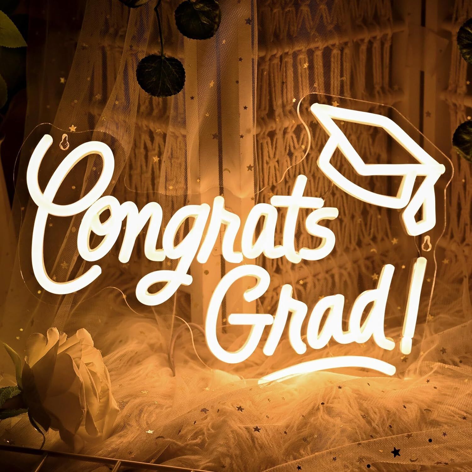Dimmable Congrats Grad Neon Sign Class of 2024 Party Room Dorm Wall Decor Gifts