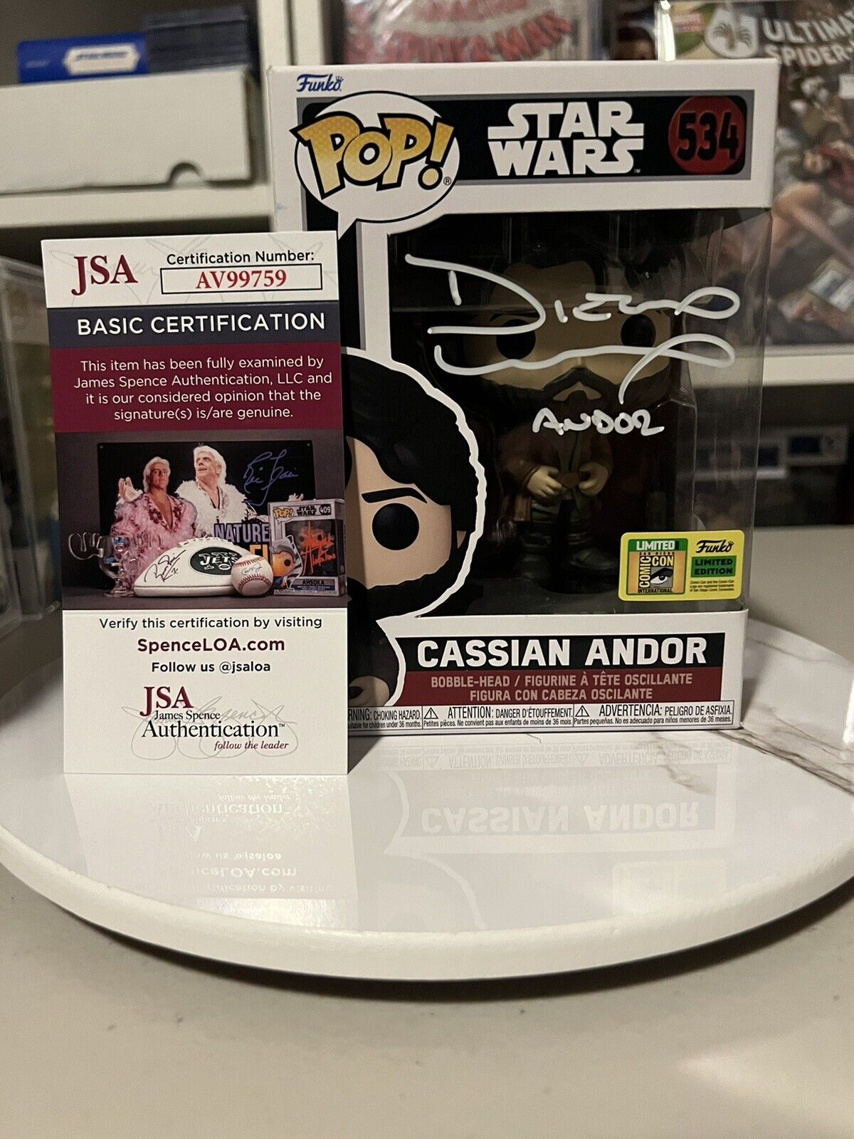 SDCC 2022 Exclusive Funko Cassian Andor #534 - Signed by Diego Luna w/JSA Cert