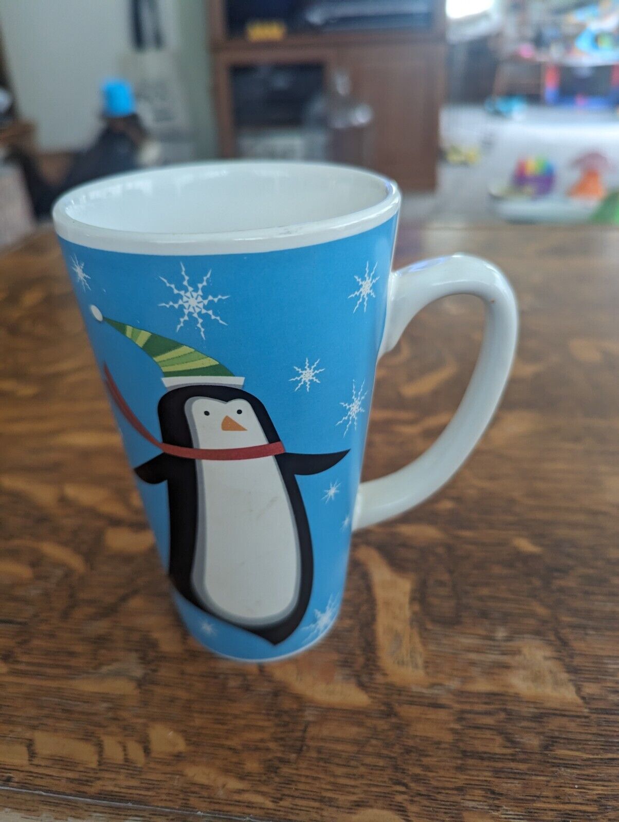 Vi Tage Penguin Mug Blue With Snowflakes